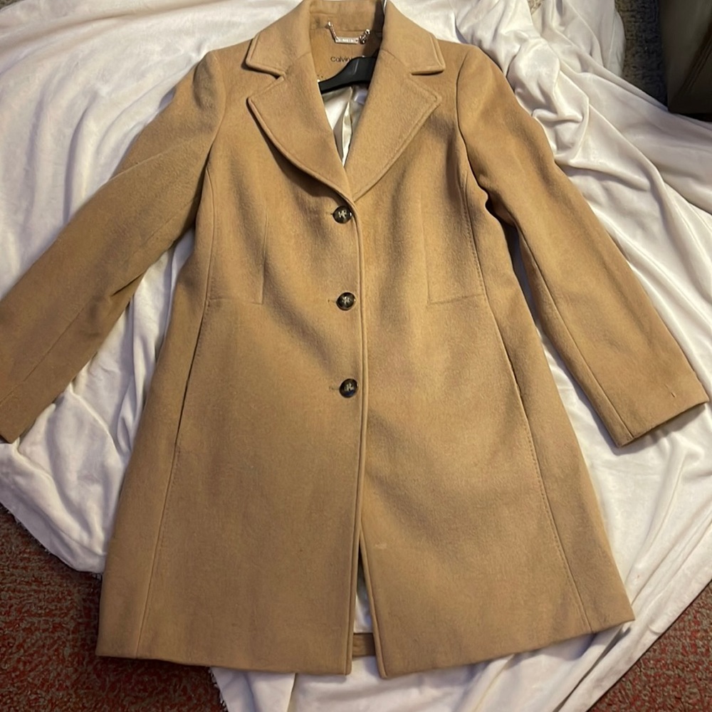 Single Breasted Cashmere Wool Blend Reefer Coat Size 12